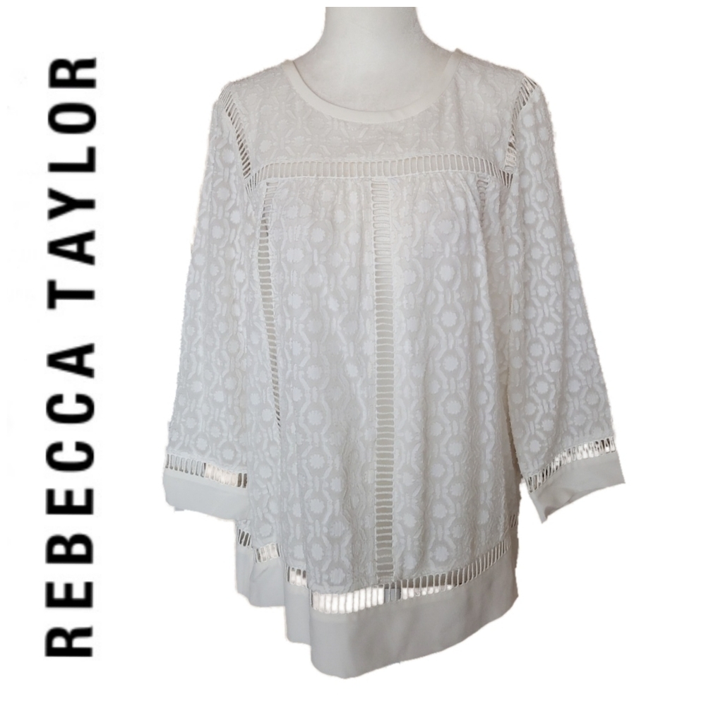 Rebecca Taylor | Silk Sheer Floral Flocked Blouse